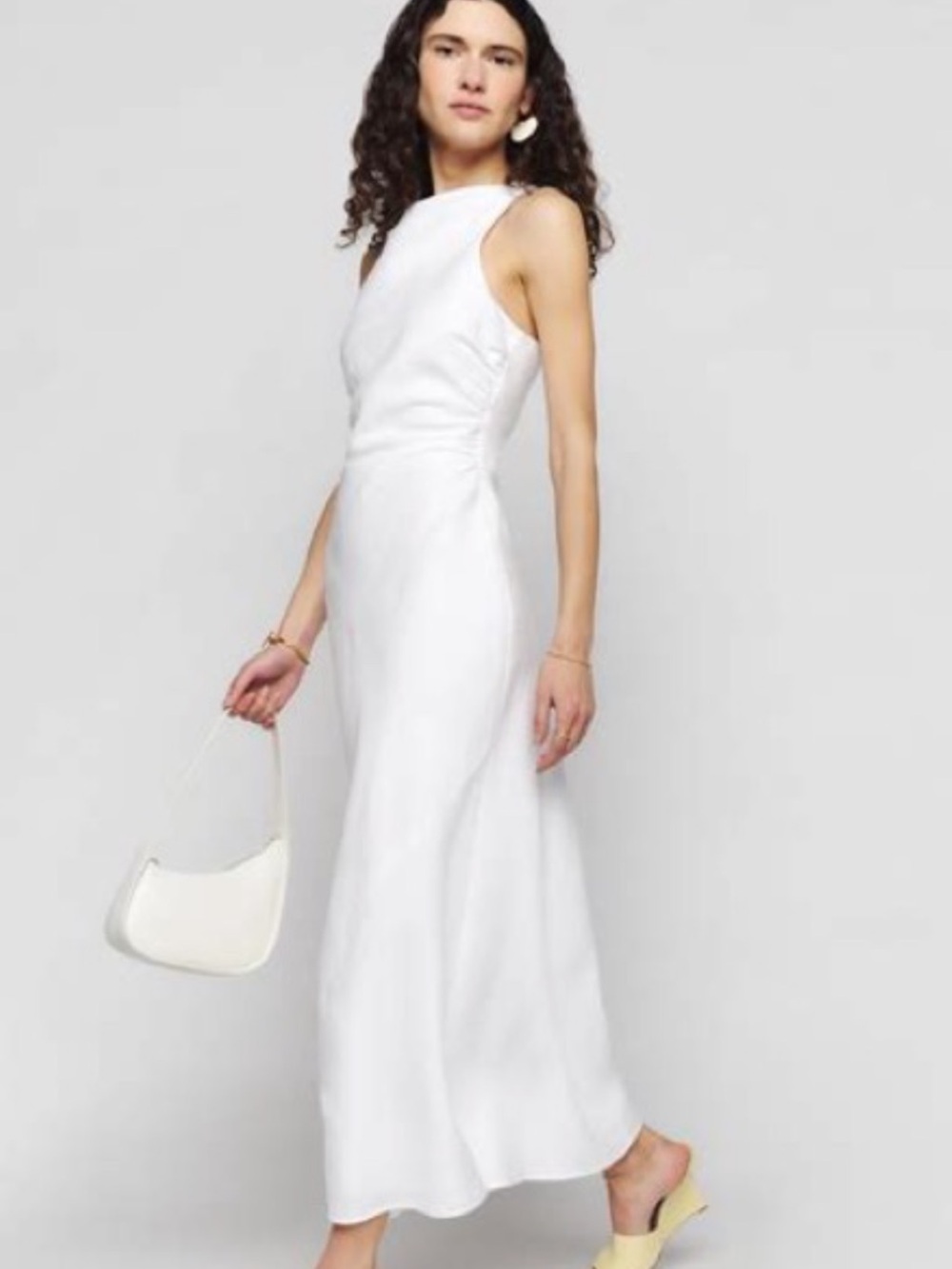 Reformation Casette White Linen Dress